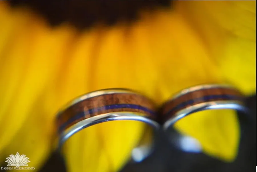 Turquoise and Koa Wood Titanium Ring