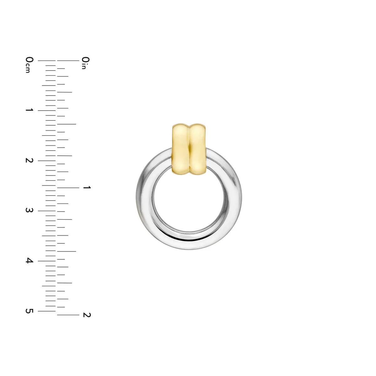 Two-Tone Dangle Hoop Earrings - 14K Yellow & White Gold - - by Dazyle