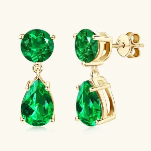Vibrant Water Drop Emerald Drop Earrings
