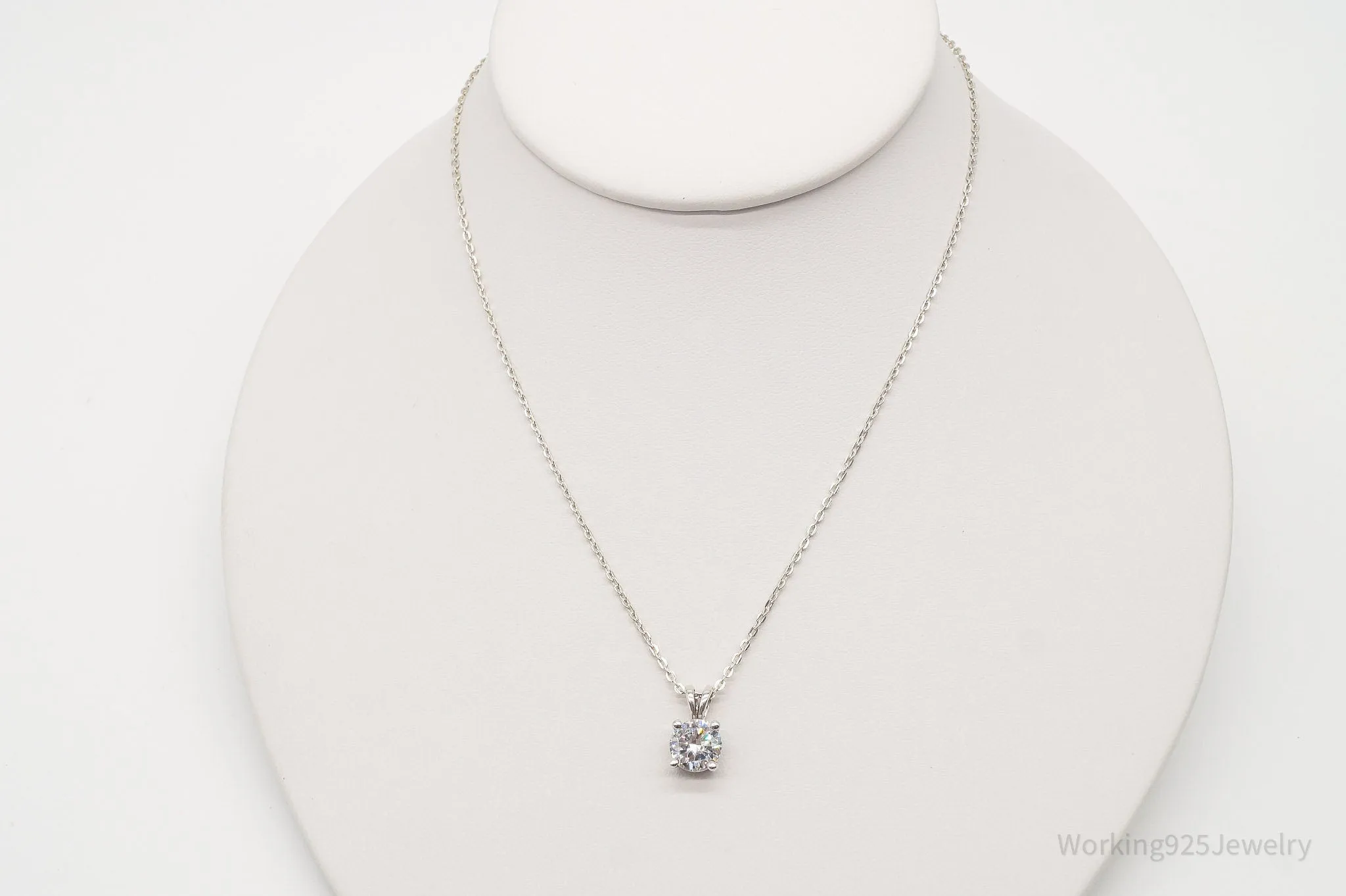 Vintage Large Cubic Zirconia DQCZ Sterling Silver Necklace