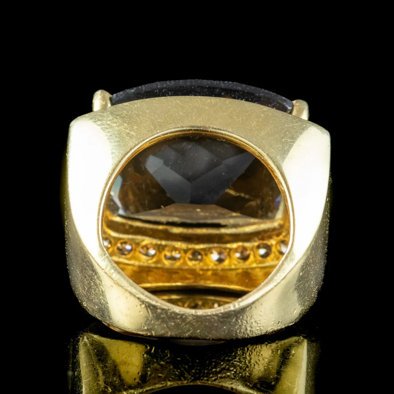 Vintage Smoky Quartz Diamond Cocktail Ring 16ct Quartz