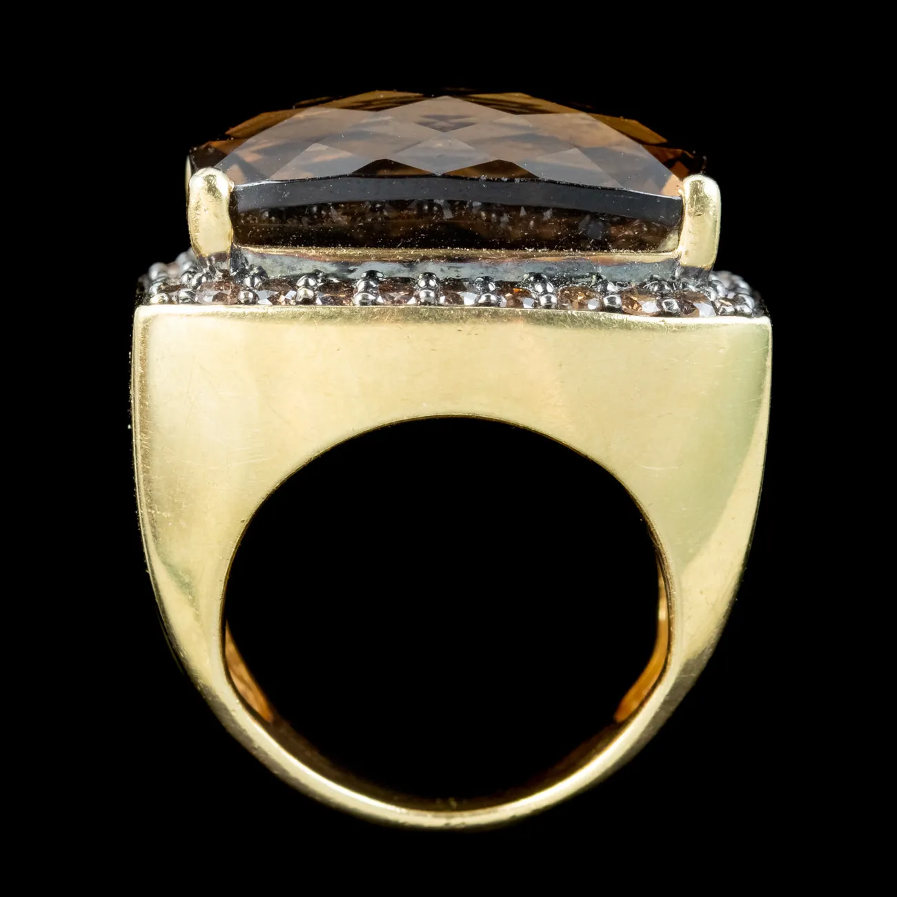 Vintage Smoky Quartz Diamond Cocktail Ring 16ct Quartz