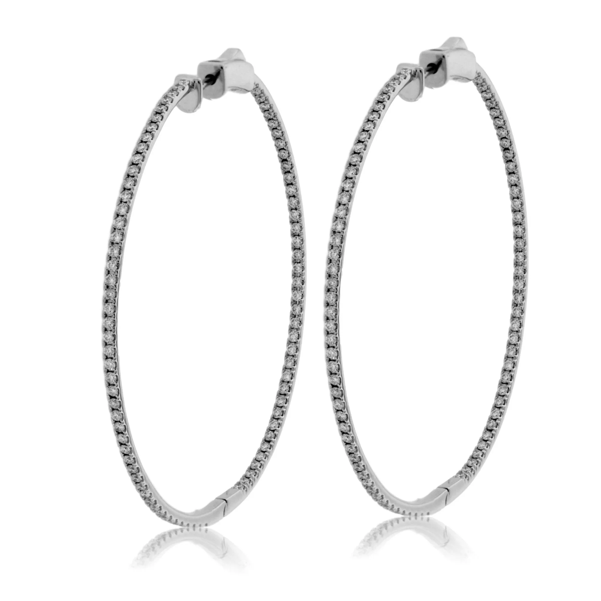 White Gold 2.0 Carat Inside Out Diamond Hoop Earrings