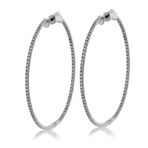 White Gold 2.0 Carat Inside Out Diamond Hoop Earrings