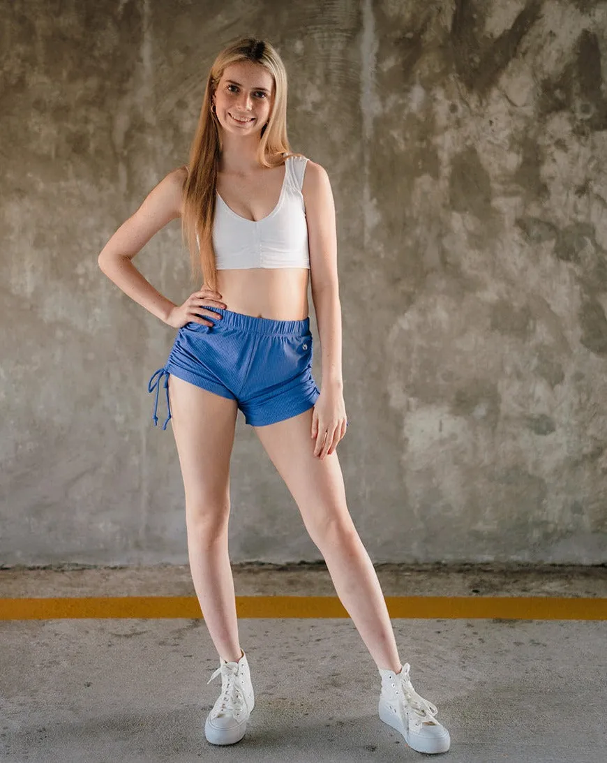 Youth Lapis Blue Ribbed String Shorts